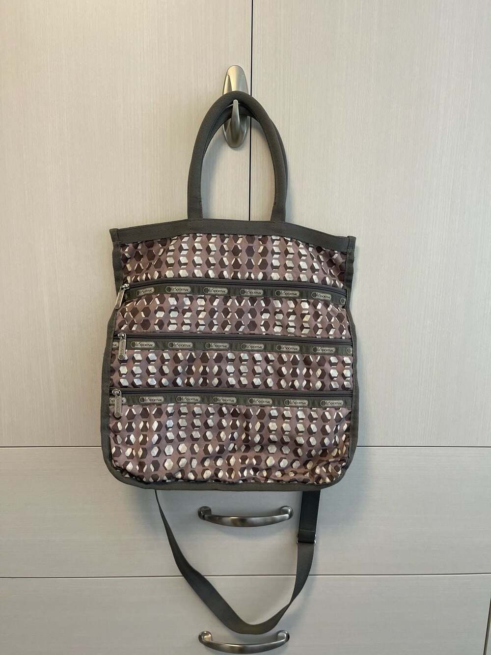 LeSportsac Geometric Print Triple Zip Shoulder Bag Tote